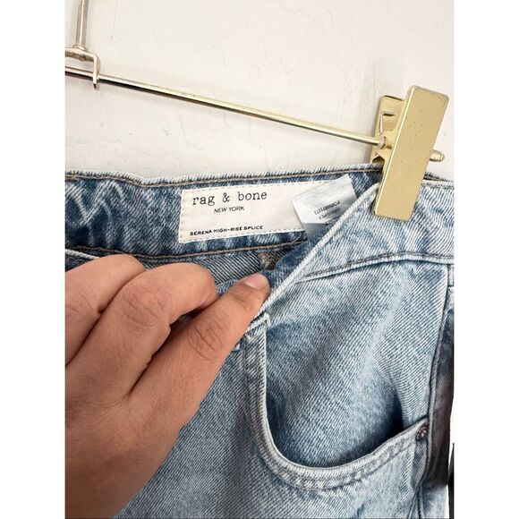 RAG & BONE The Serena High Rise Splice Relaxed Paneled Fit Jeans Size 30 NWT - Picture 3 of 6